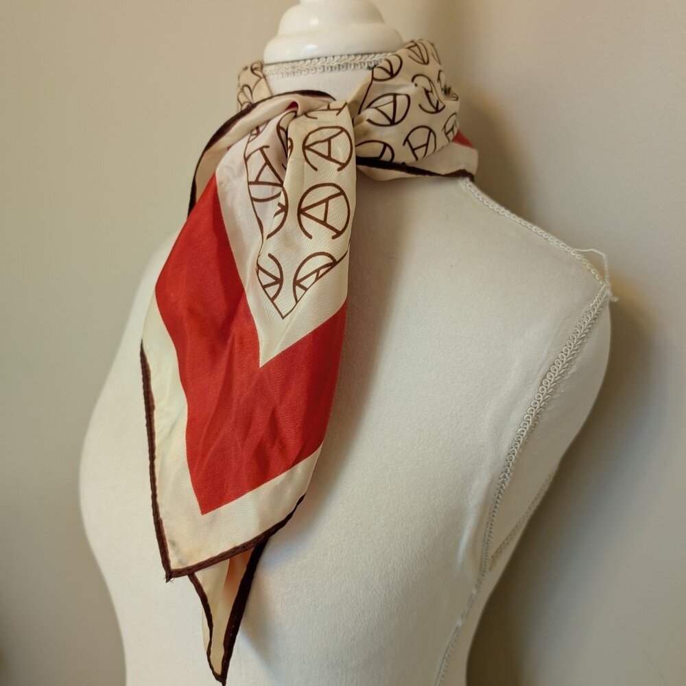 VINTAGE 1960s S M Kent Avon President's Club scarf EUC cream brown orange
